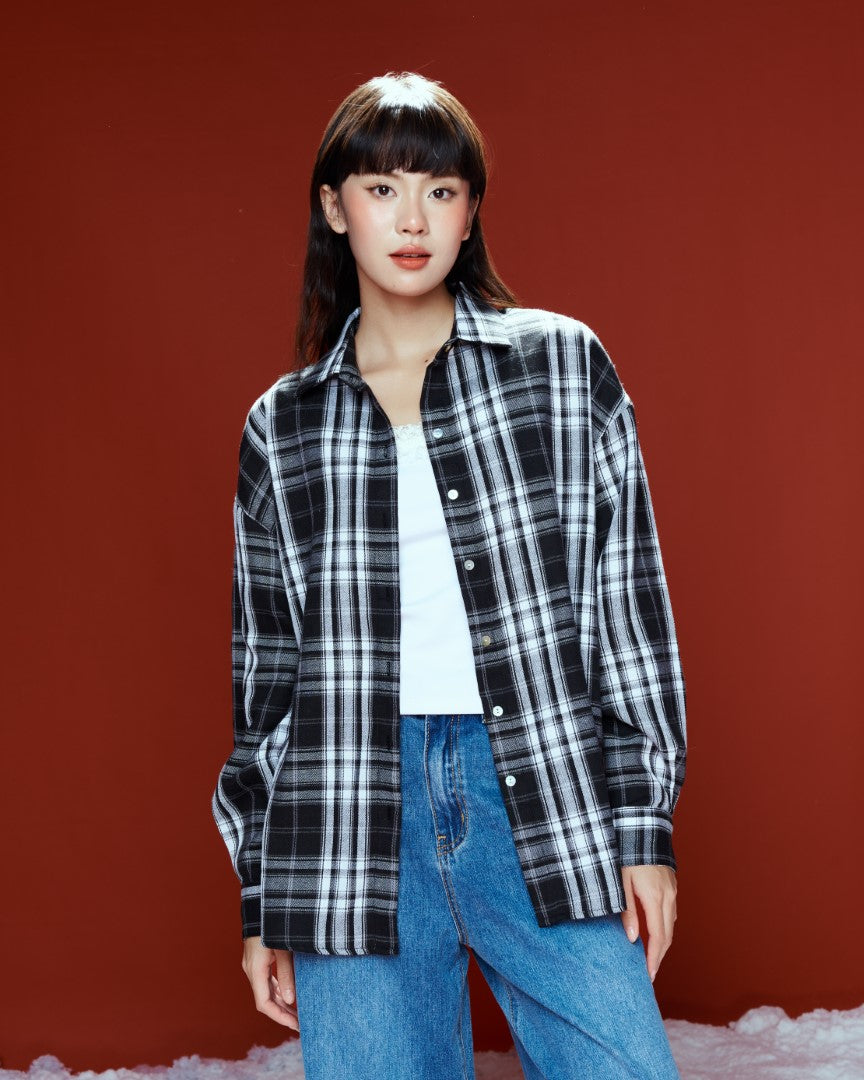 Dottie - Long-Sleeve Plaid Button-Up Shirt