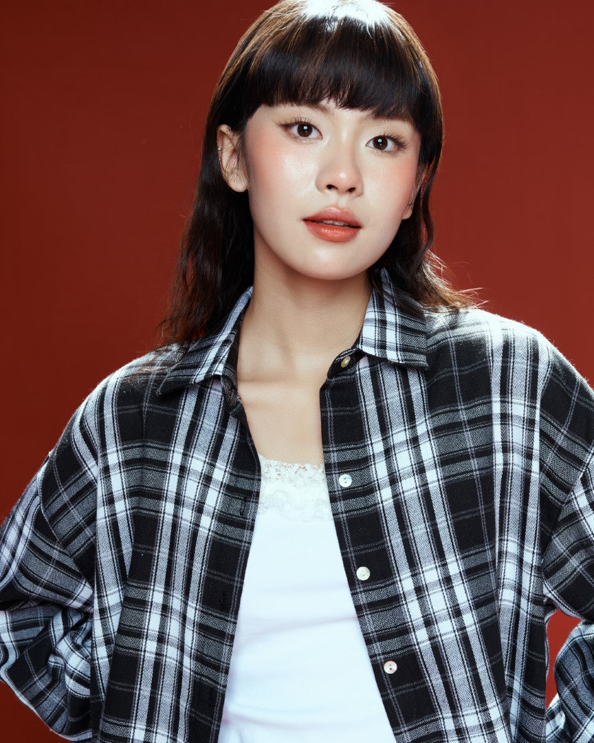 Dottie - Long-Sleeve Plaid Button-Up Shirt