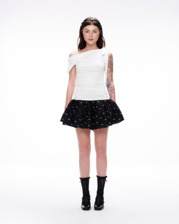 Dottie - Black Bow Detail Tiered Mini Skirt