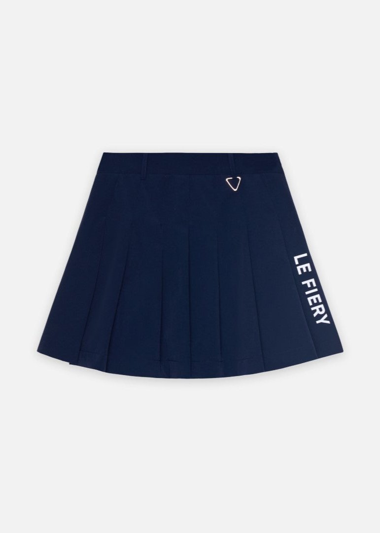 Le Fiery - Side Logo Pleated Skirt_Navy