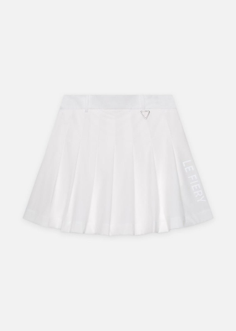 Le Fiery - Side Logo Pleated Skirt_White