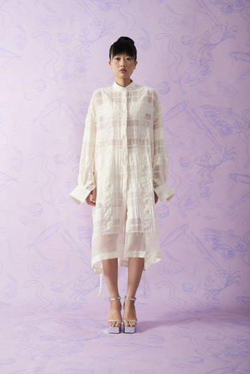 KHAAR - Textured Oversized Shirt-Dress