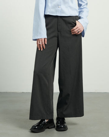 KHAUBYCQ - Wide-Leg Hopsack Trousers with Streamlined Fit