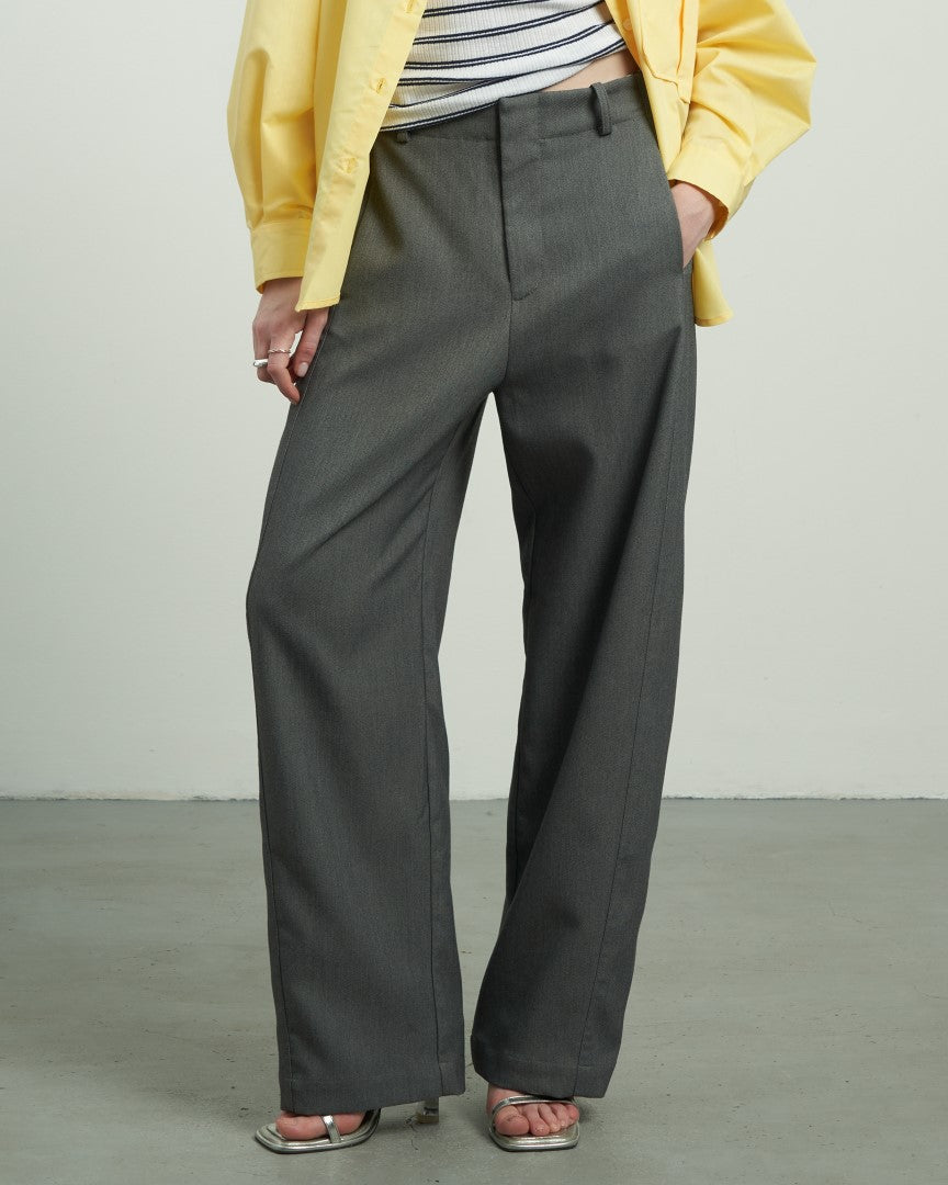 KHAUBYCQ - Straight-Leg Hopsack Trousers with Elastic Back Waistband