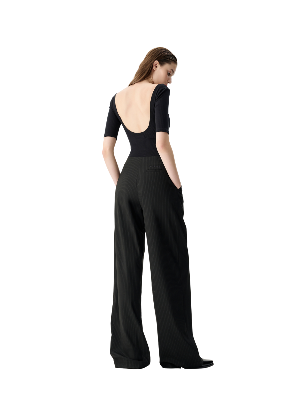 Làminapparel - Waisted Striped Wide-Leg Trousers