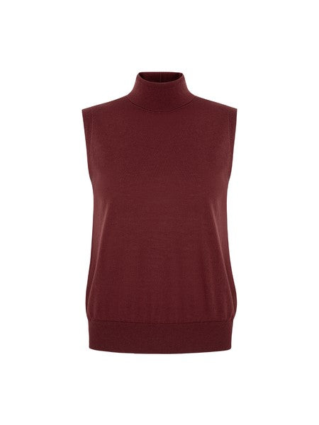 COCOSIN - Scarlet High-Neck Sleeveless Knit Top