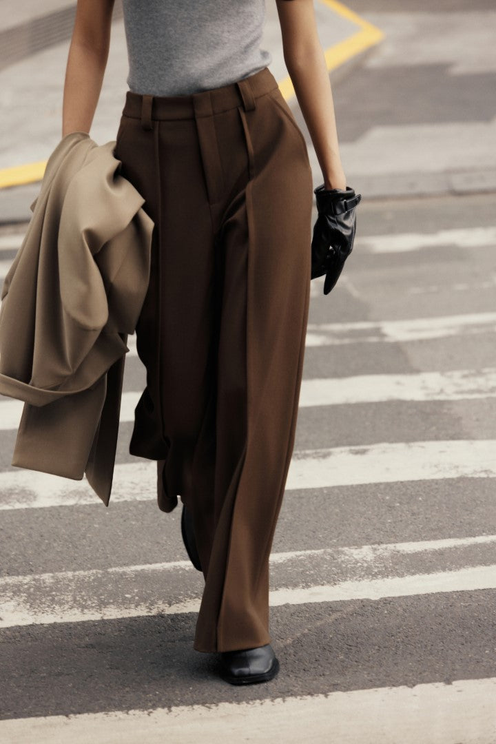 COCOSIN - Structured Spice Brown Trousers