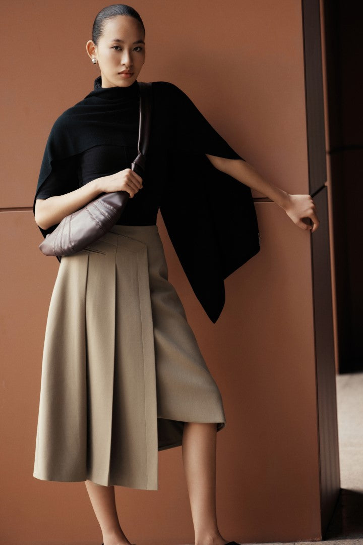 COCOSIN - Structured Asymmetric Pleated Skirt