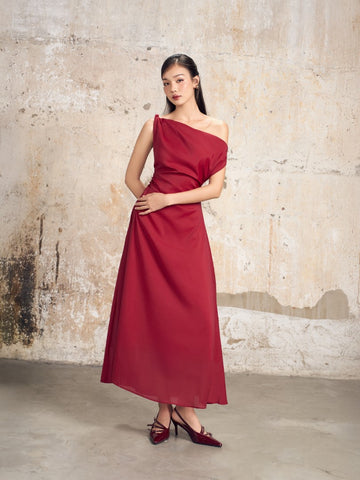 Ceci Cela - One-Shoulder Twisted Maxi Dress