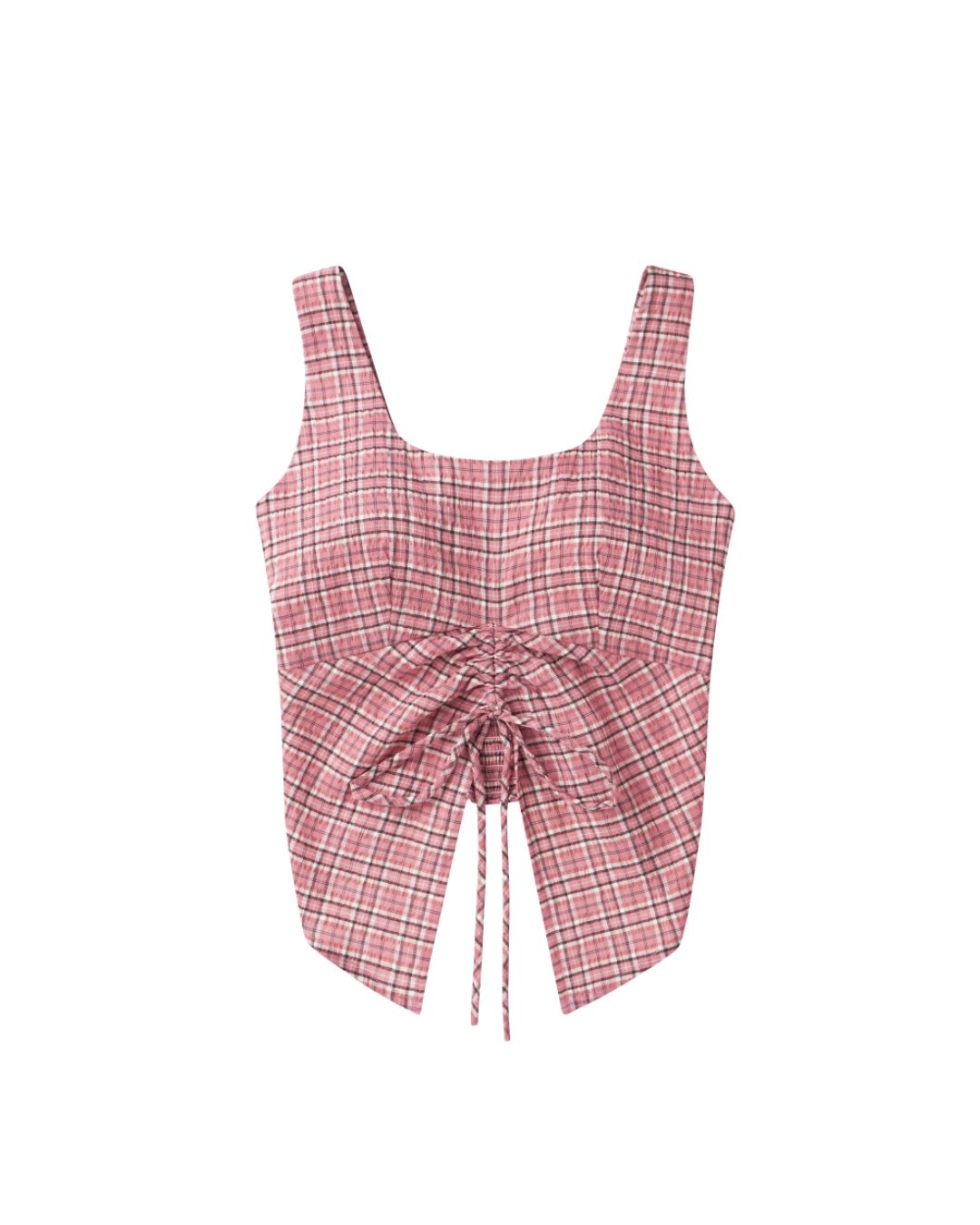 PROFILEMÔMÔ - Square-Neck Ruched Tie Crop Top - Pink