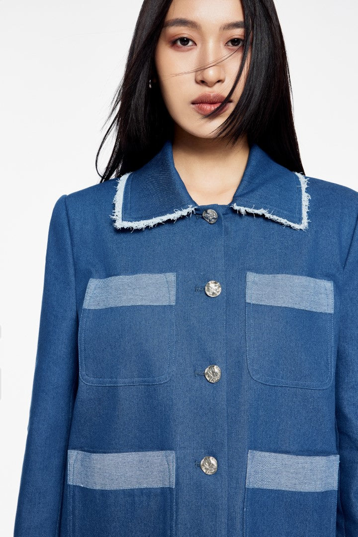 À Tous - True Blue Contrast-Trim Denim Jacket