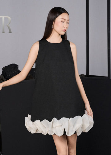 RẬP Vietnam - Black Sleeveless Ruffle Hem Dress