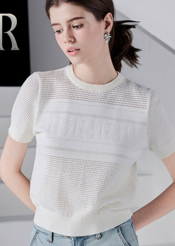 RẬP Vietnam - White Mesh Knit Top