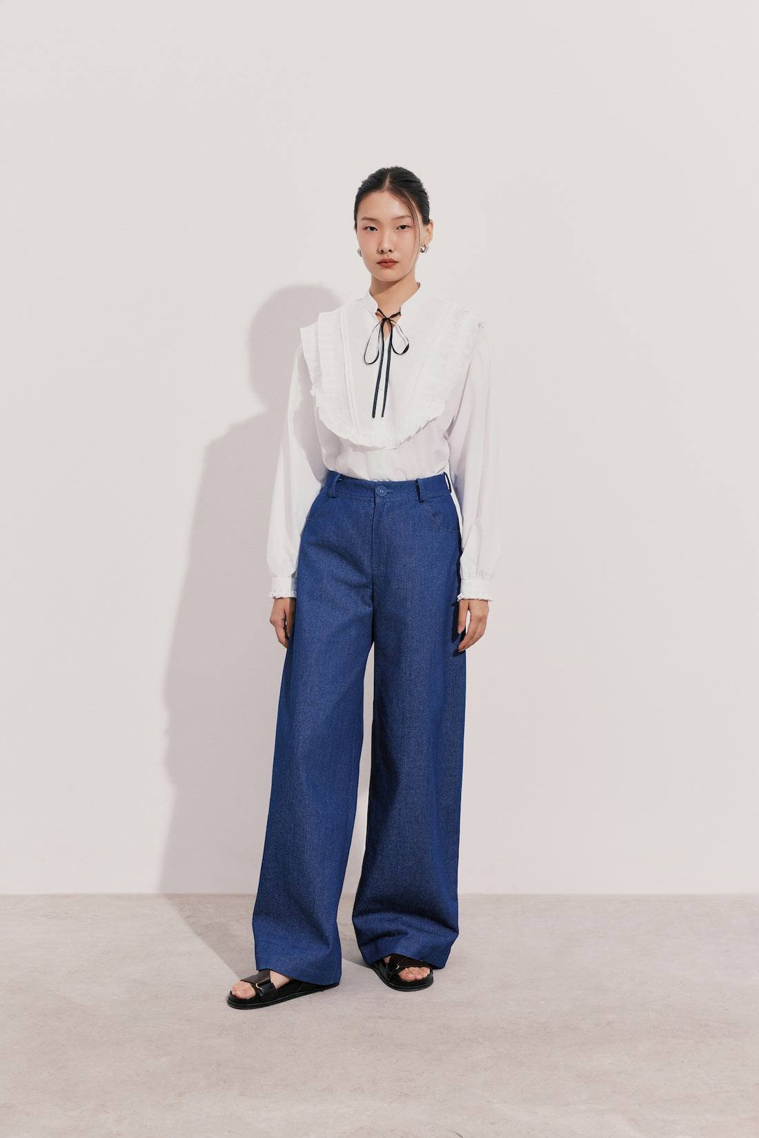 À Tous - Blue High-Waisted Wide-Leg Denim Trousers