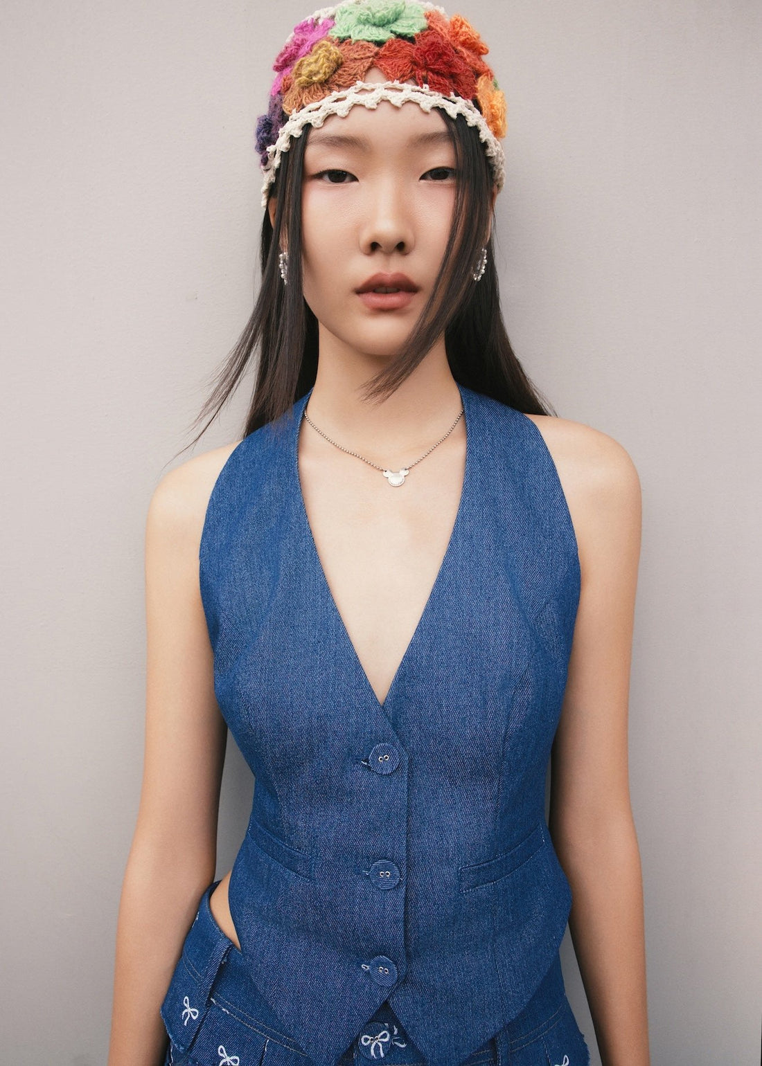 À Tous - Blue Tailored Denim Button-Up Vest