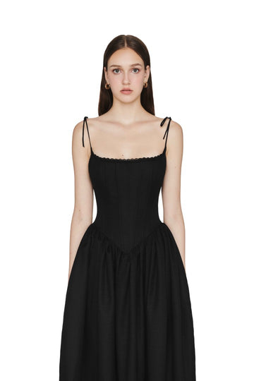 JUBIN - Black Colbie Corset Maxi Dress