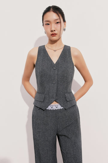 À Tous - Tailored Vest in Silk Linen - Elegant Sleeveless Waistcoat