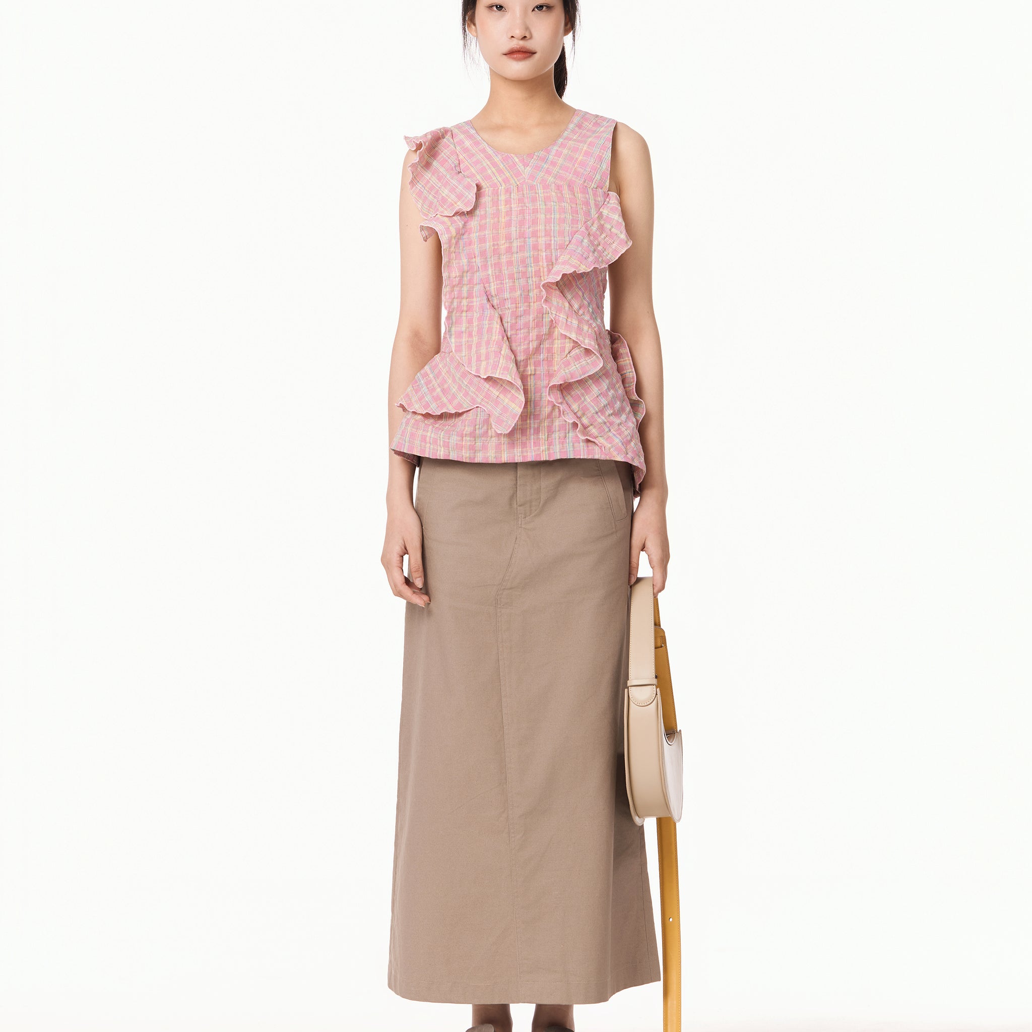 PROFILEMÔMÔ - Natural Crease Caro Blush Cotton-Poly Top