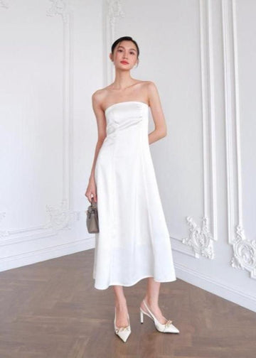 Ceci Cela - Strapless White Maxi Dress