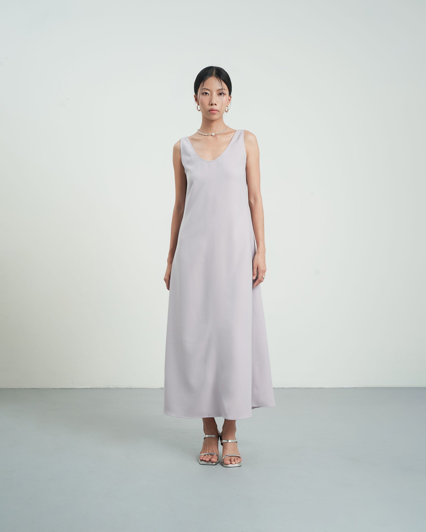 KHAUBYCQ - Lavender Sleeveless V-Neck Cotton Maxi Dress