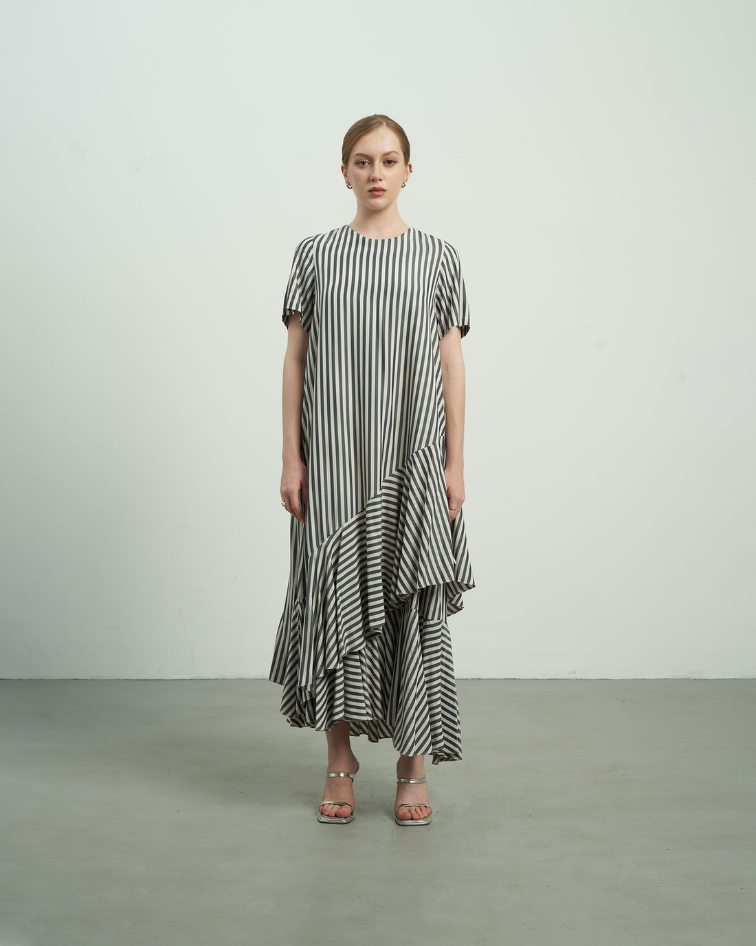 KHAUBYCQ - Elegant Asymmetrical Cotton Silk Dress