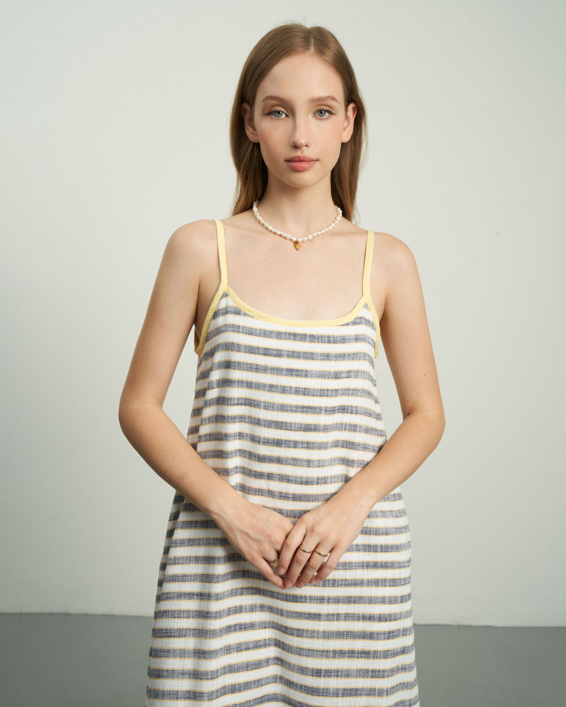 KHAUBYCQ - Striped Linen Maxi Dress with Spaghetti Straps