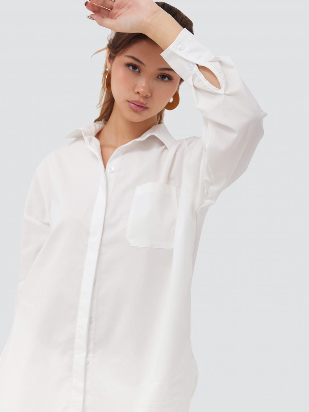 Làminapparel - White Collared Silk Button-Up Shirt