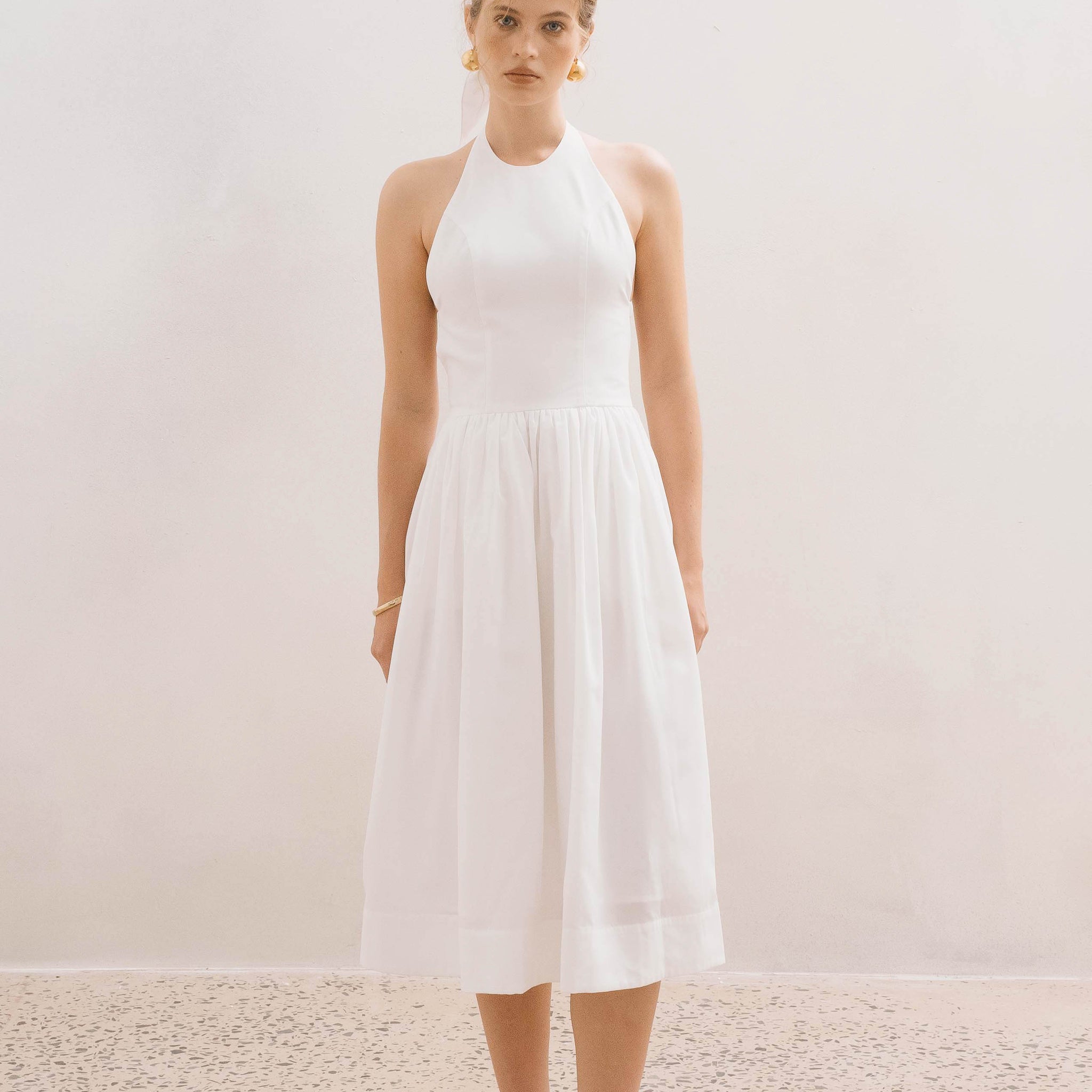 MACH NHA DUONG - Ethereal Elegance White Halter Dress