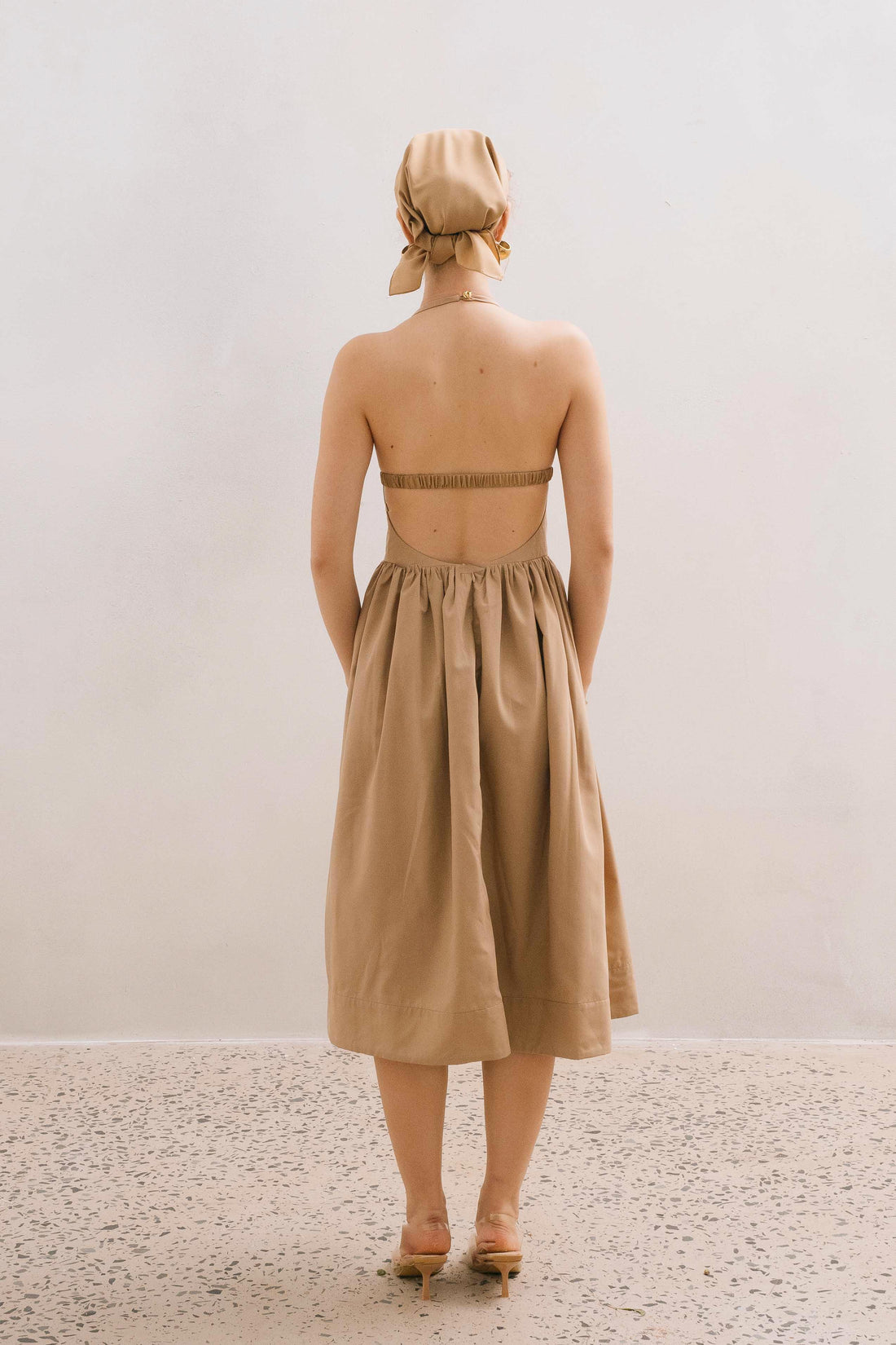 MACH NHA DUONG - Golden Hour Brown Halter Dress