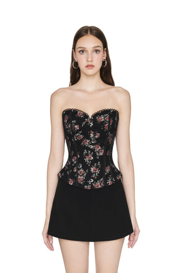 JUBIN - Rosewood Floral Strapless Corset Top