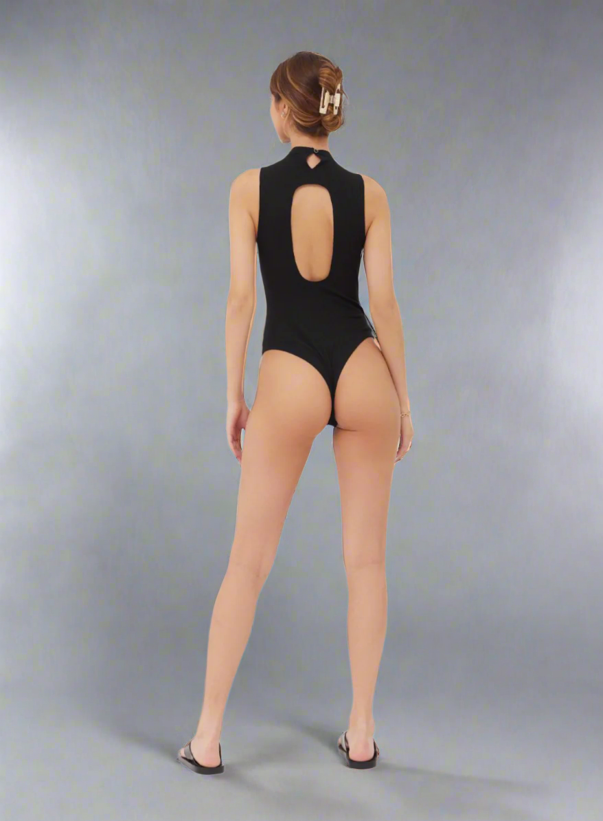 Làminapparel - Black High Neck Ribbed Bodysuit