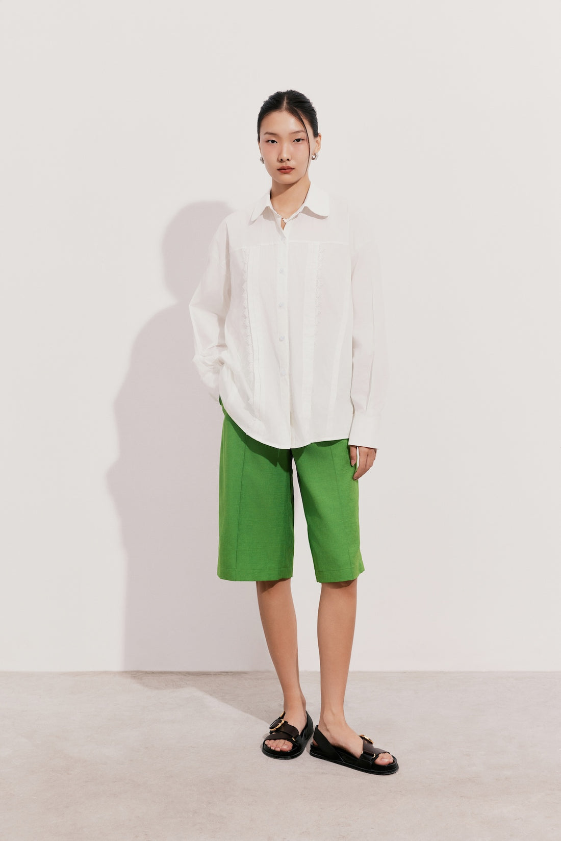 À Tous - White Button-Up Cotton Long Sleeve Shirt