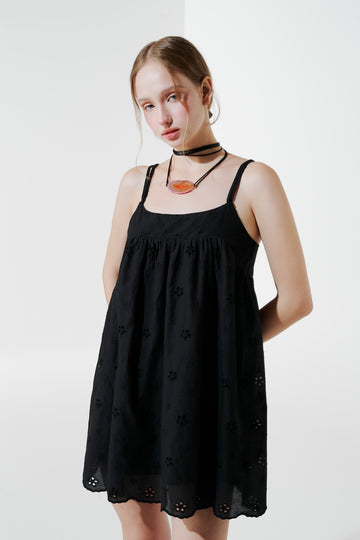 Dottie - Black Sleeveless A-Line Mini Dress