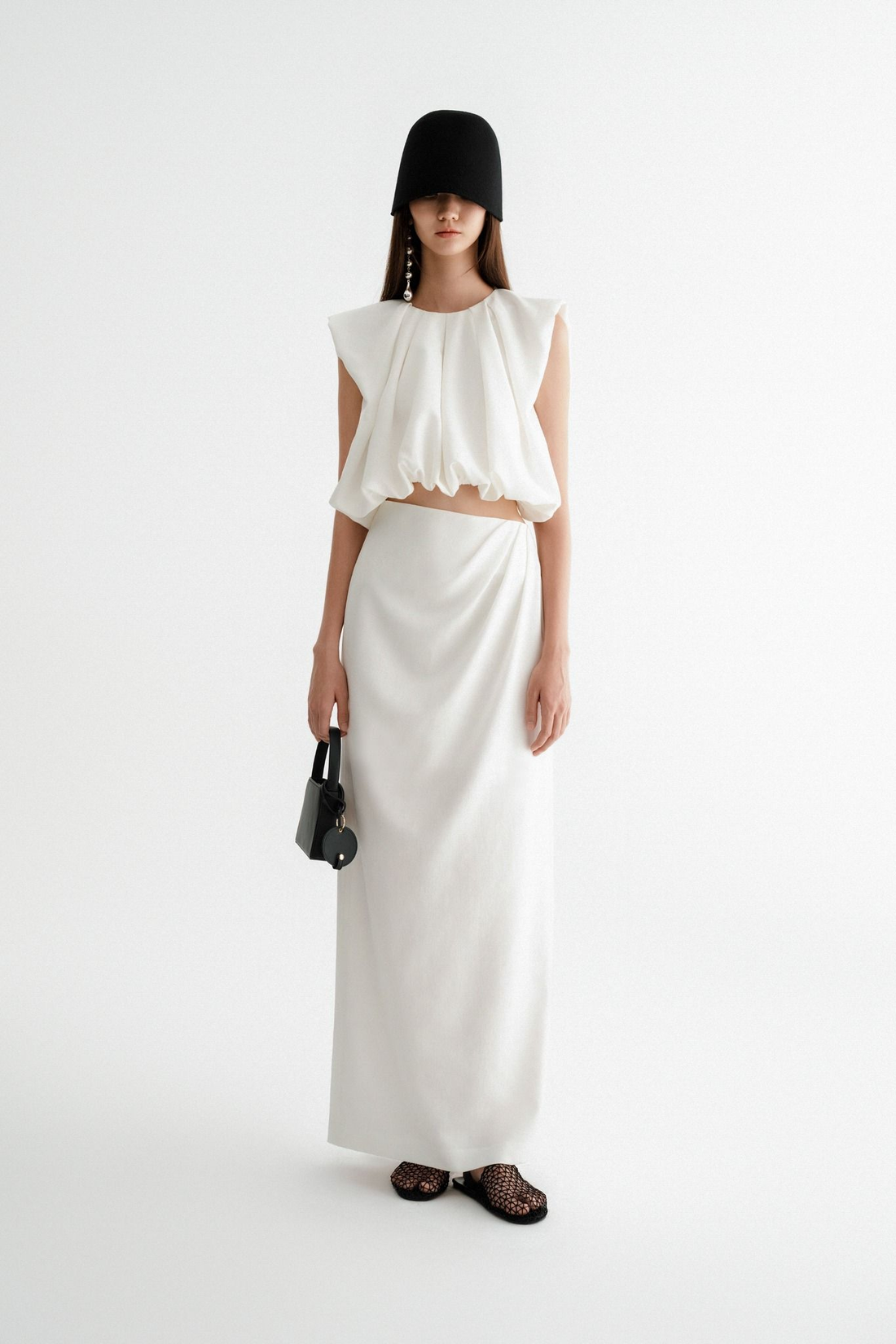 JEUNE - Draped Elegance Sleeveless White Top