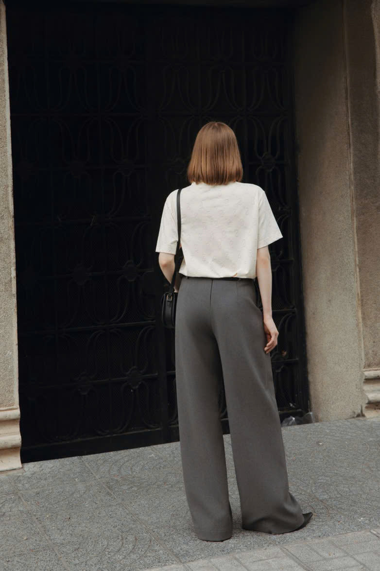 COCOSIN - Khaki Wide-Leg High-Waisted Trousers - Effortless Chic