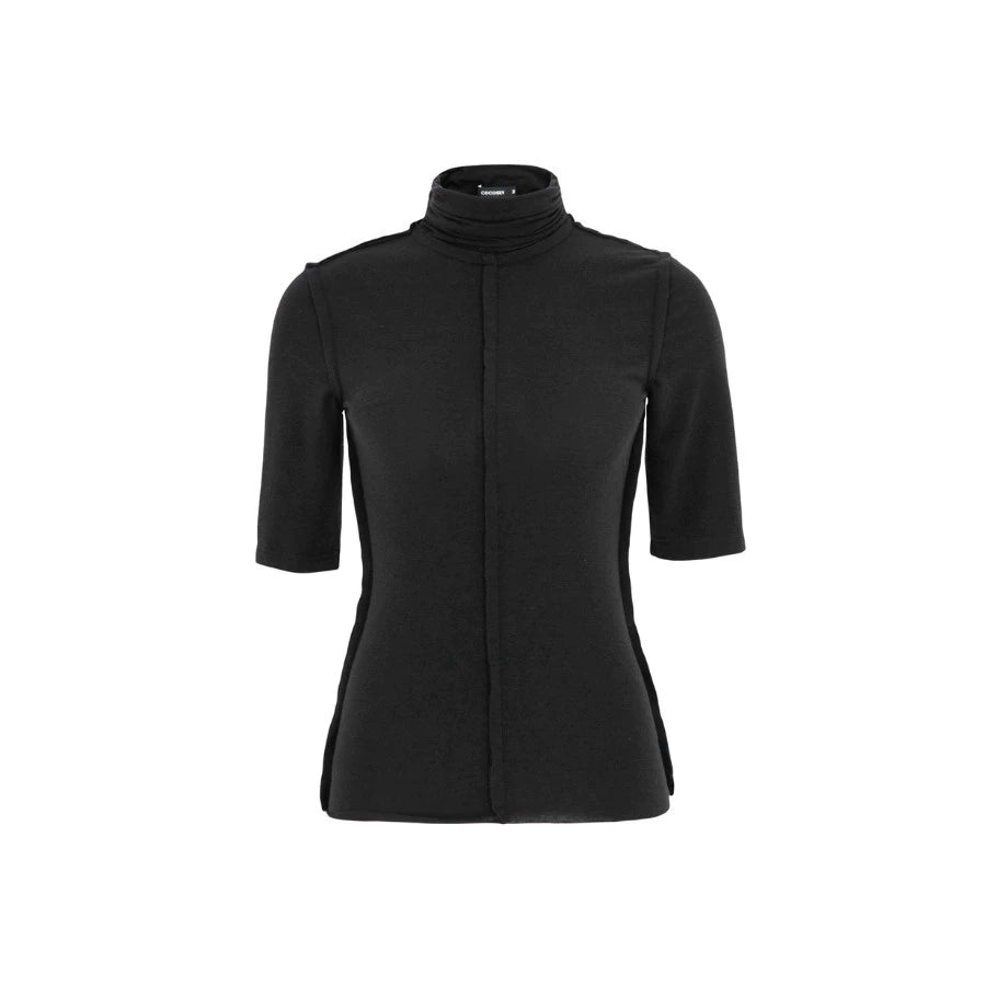 COCOSIN - Sleek Black High-Neck Stretch Top