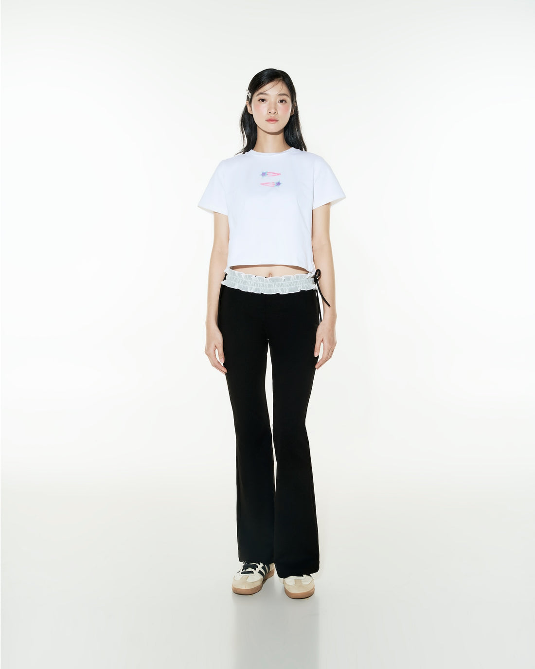 Dottie - White Crop Top with Star Print